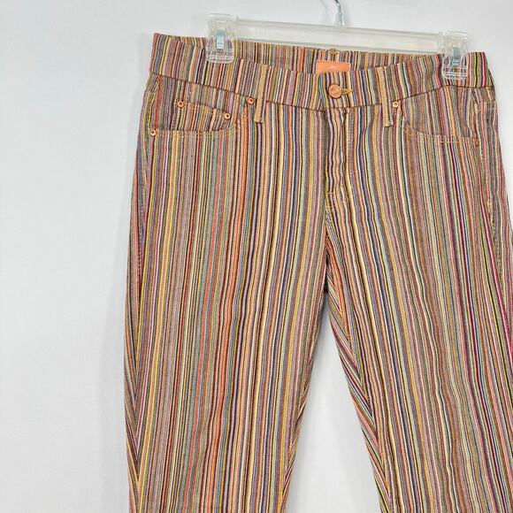 Mother The Looker Crop High Meadow Stripe Jeans Pants Striped Sz 27 - Picture 2 of 14
